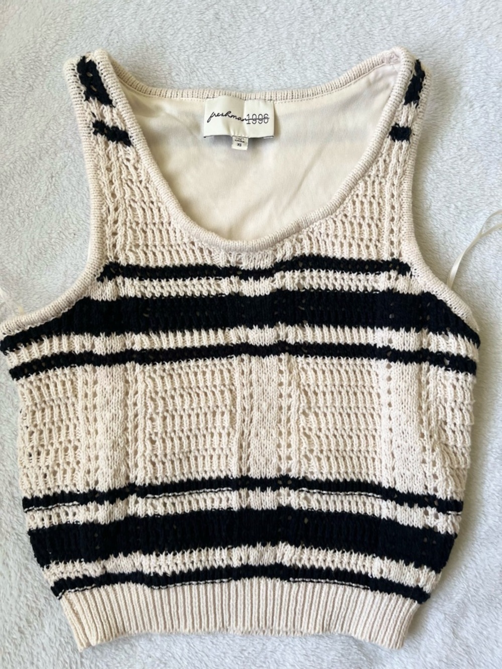 Striped Knit Maxi Skirt with Matching Crop Tank - Cream & Black - Picture 3 of 10